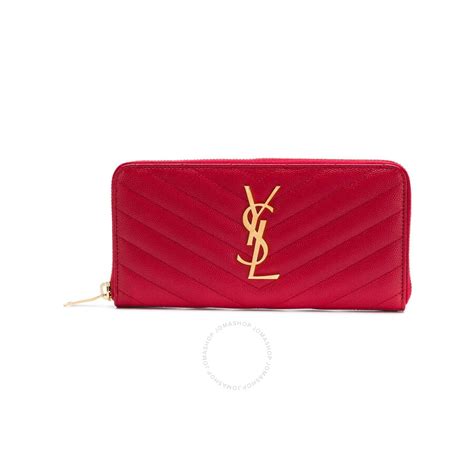 ysl 358094|Saint Laurent Medium Red Monogram Zip Around Wallet 358094 .